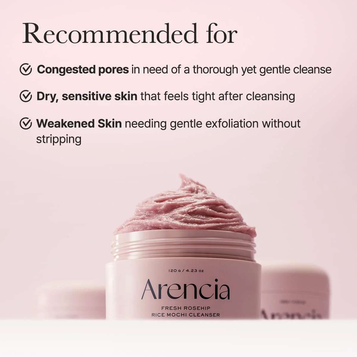 Arencia Fresh Royal Rosehip Rice Mochi Cleanser 4.23 oz.(120g) detail 5