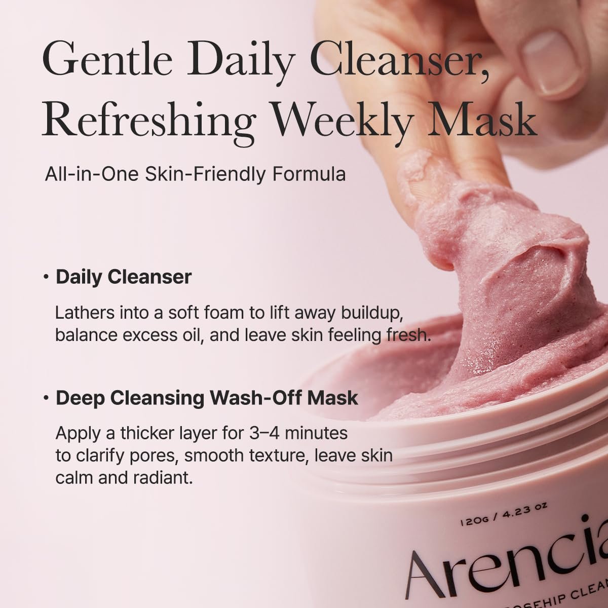 Arencia Fresh Royal Rosehip Rice Mochi Cleanser 4.23 oz.(120g) detail 6