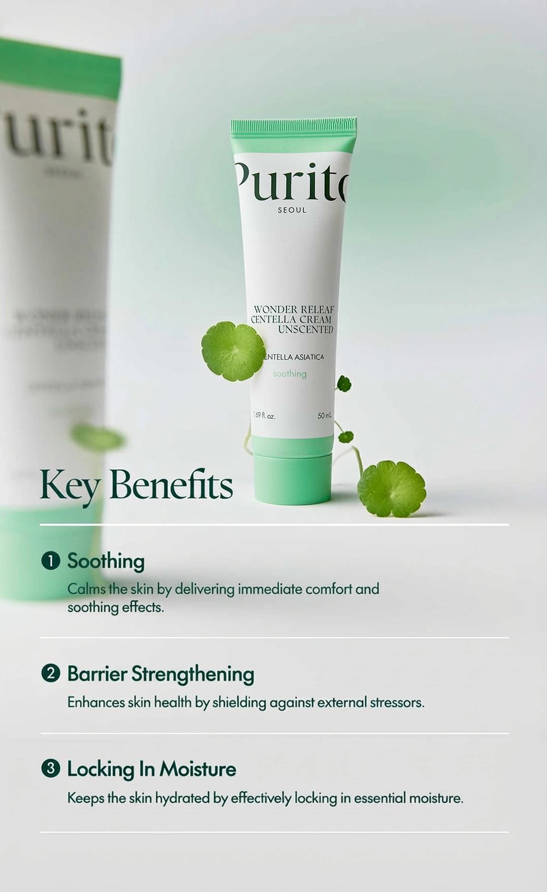 PURITO SEOUL Wonder Releaf Centella Cream Unscented 1.69 fl. oz.(50ml) detail 2