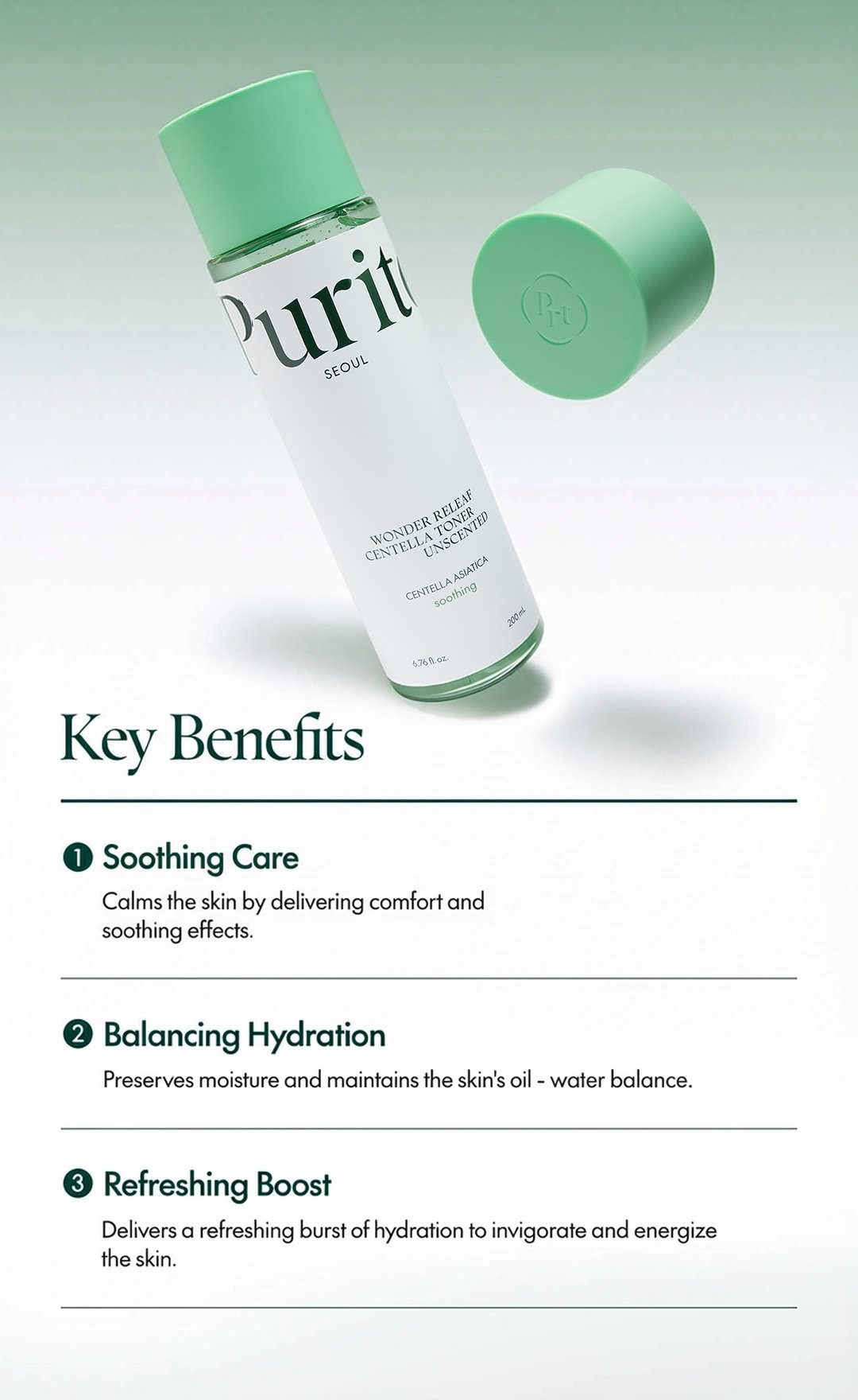 PURITO SEOUL Wonder Releaf Centella Toner Unscented 6.76 fl. oz.(200ml) detail 2
