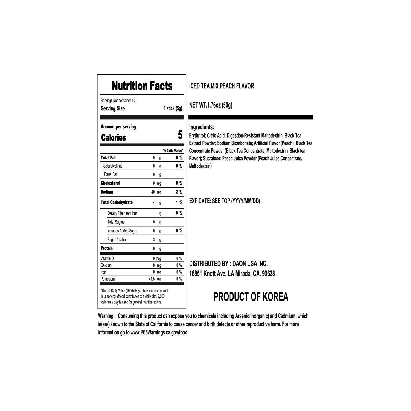 Teazen Iced Tea Peach 1.76 oz.(50g) x 10ea detail 2