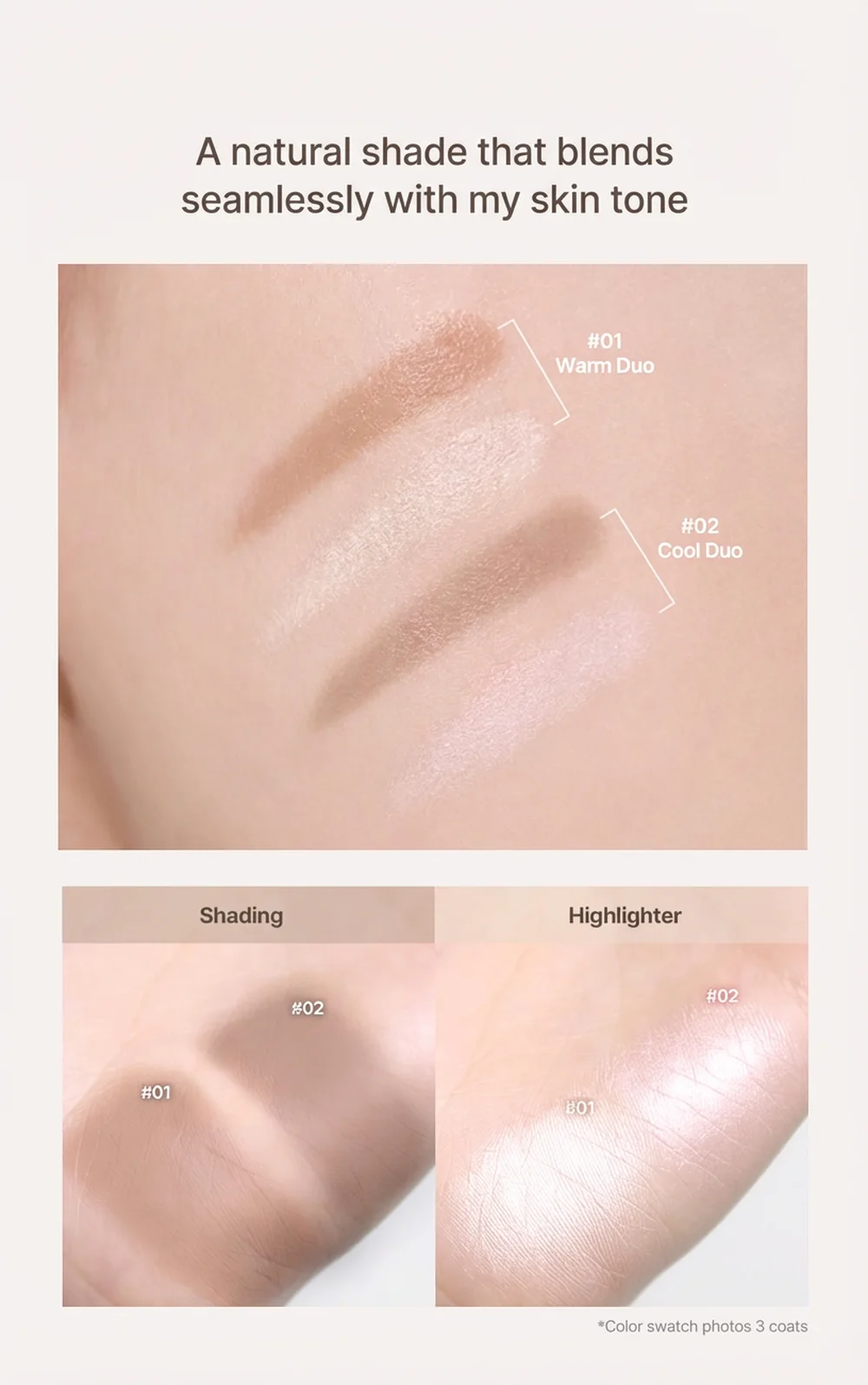 [3colors] too cool for school Artclass By Rodin Dual Contour Stick 0.03 oz.(1.1g) x 2ea detail 4