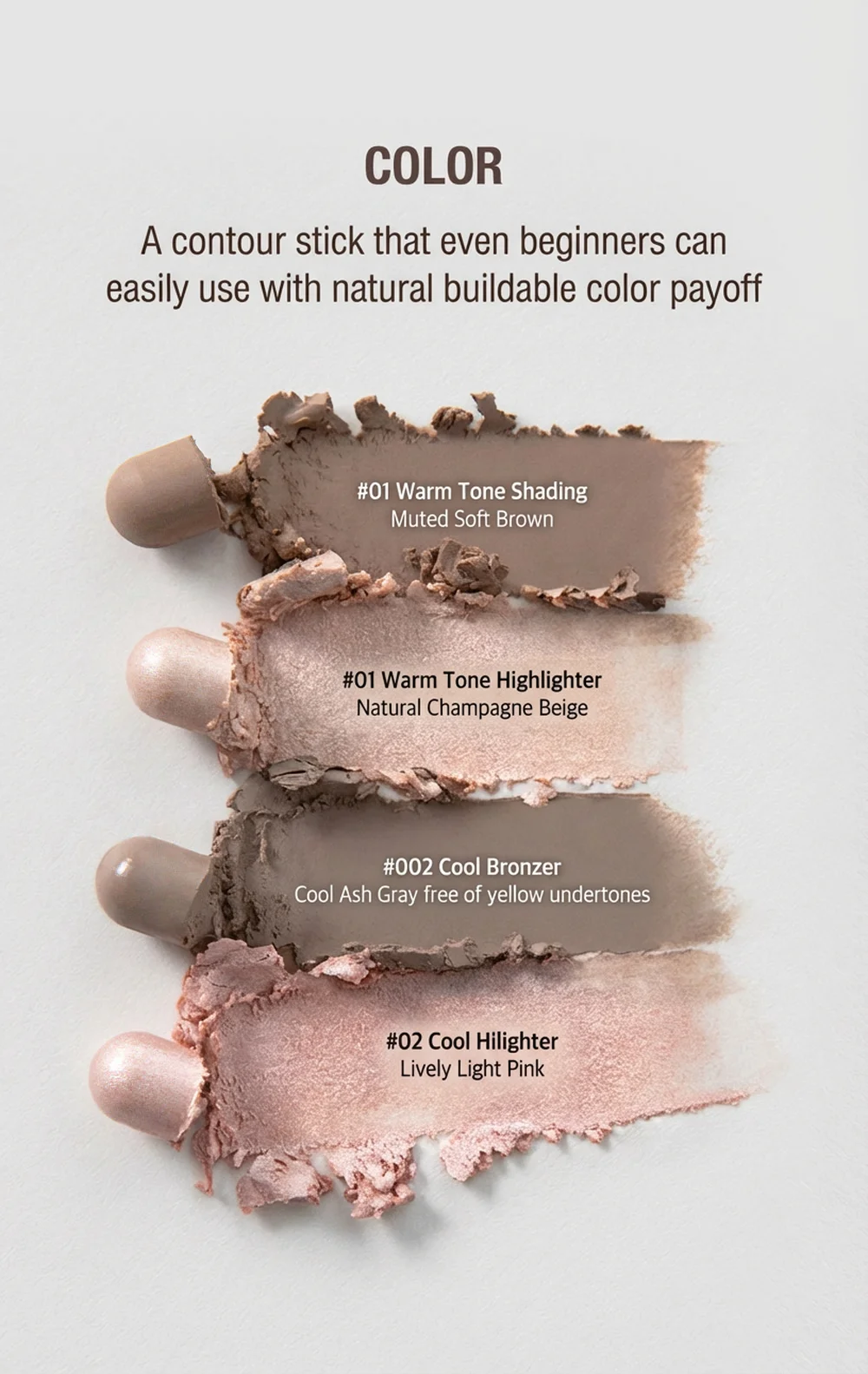 [3colors] too cool for school Artclass By Rodin Dual Contour Stick 0.03 oz.(1.1g) x 2ea detail 3