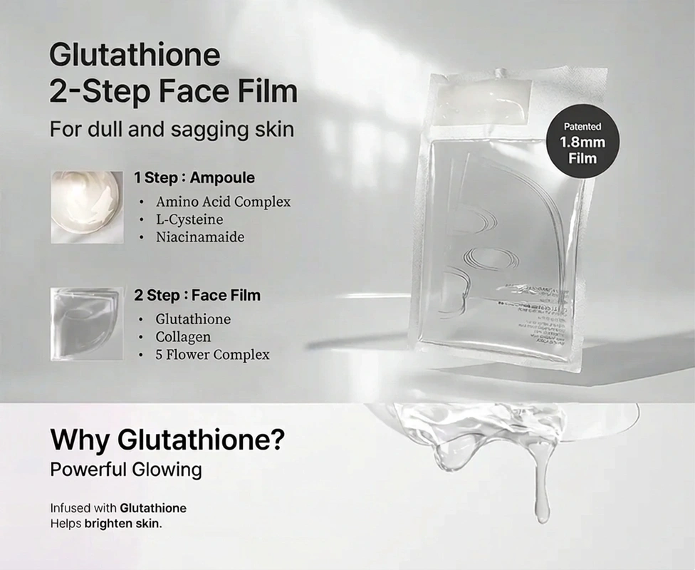 house of b glutathione face film review 4ct 0.87 oz.(25g) Patented film mask offers 10ml Sterile Water for Inj. VegCaps:30 ct Nimbus Healthcare | Why