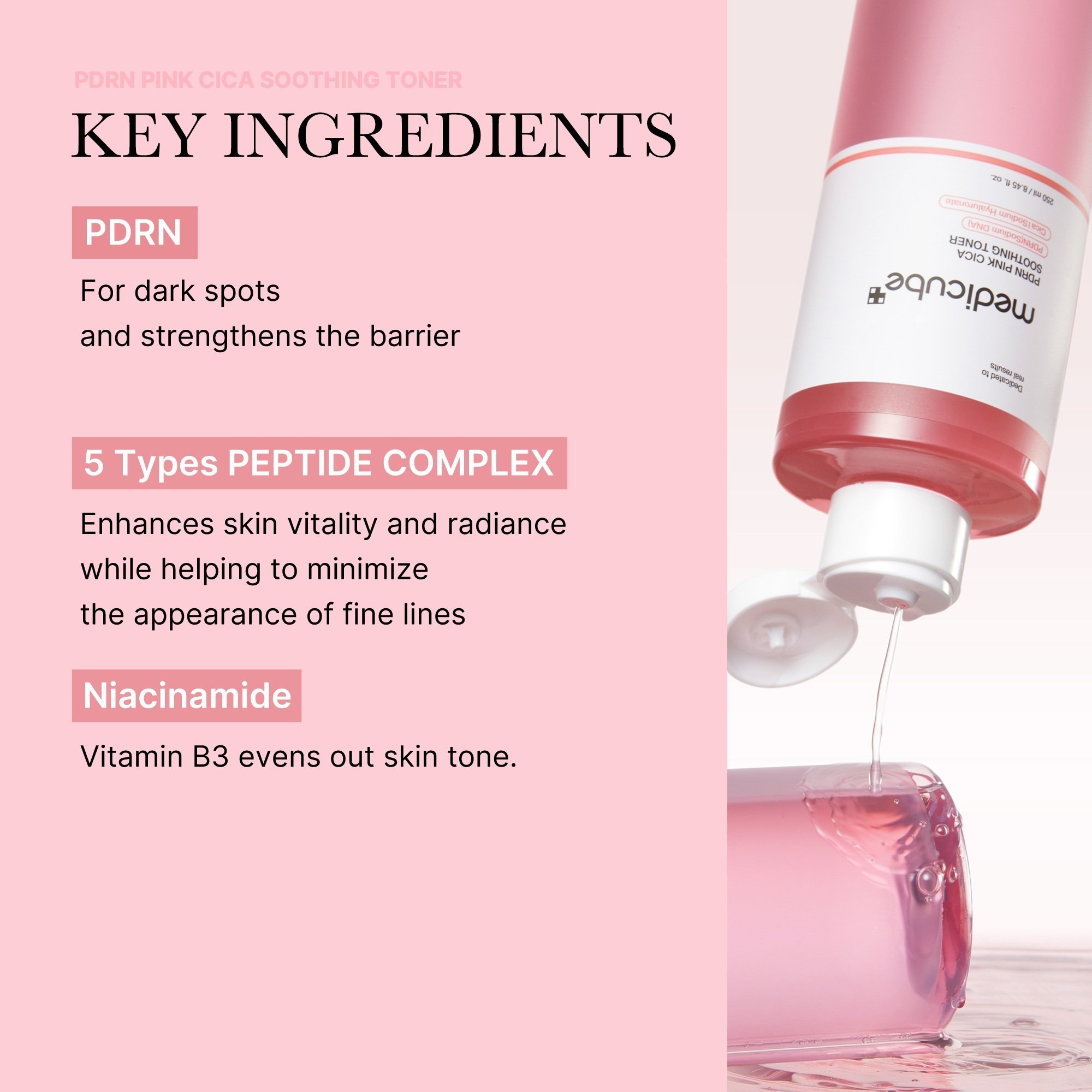 medicube PDRN Pink Cica Soothing Toner 8.45 fl. oz.(250ml) detail 3