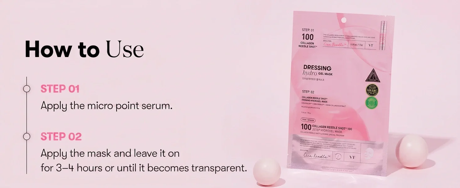 [5types] VT Color Reedle Shot 100 2step Hydrogel Mask Sheet 1ct 1.16 oz.(33g) detail 2