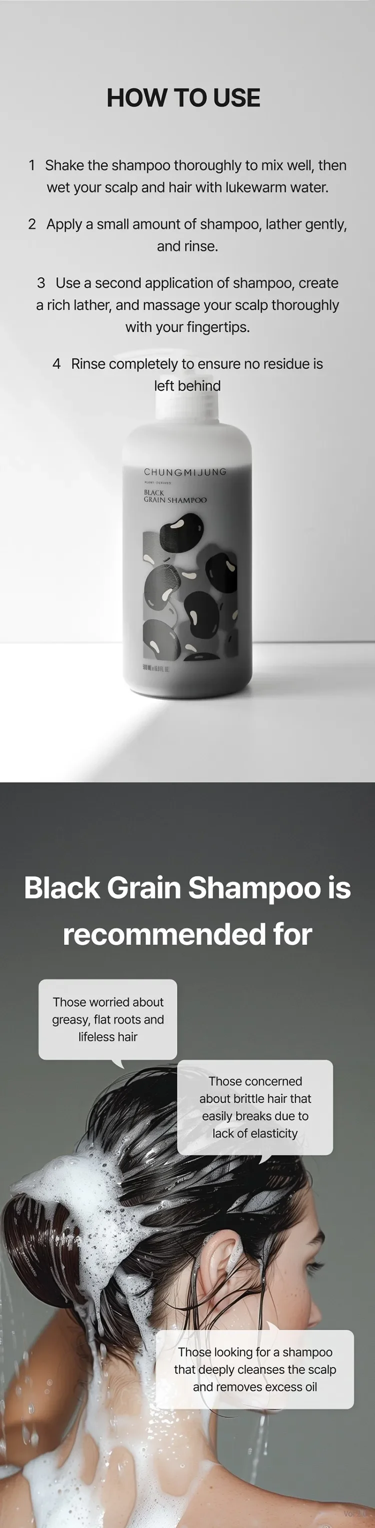 CHUNGMIJUNG Black Grain Shampoo 16.9 fl. oz.(500ml) detail 4