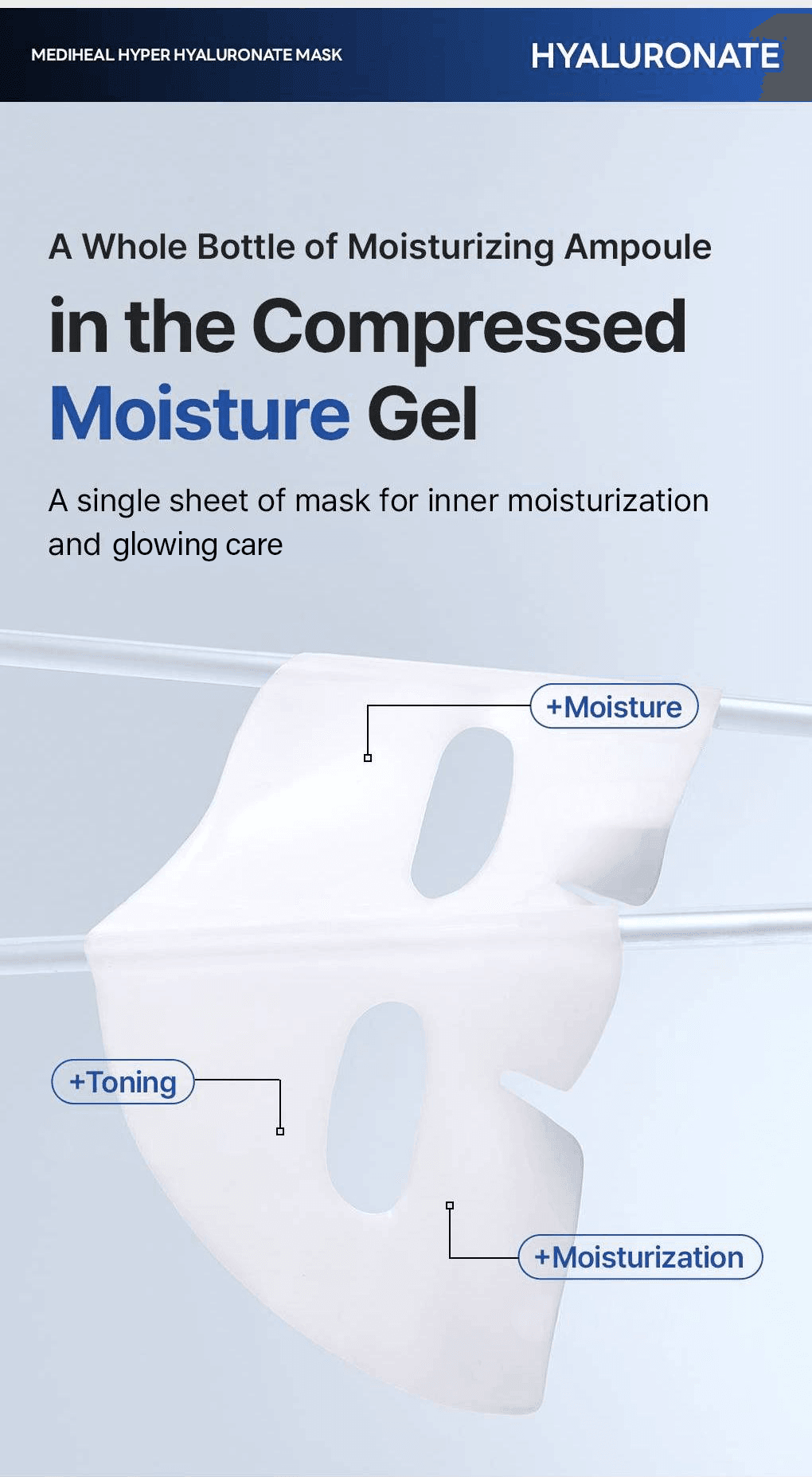 MEDIHEAL Hyper Hyaluronate Mask 1.23 oz.(35g) x 10ea detail 2