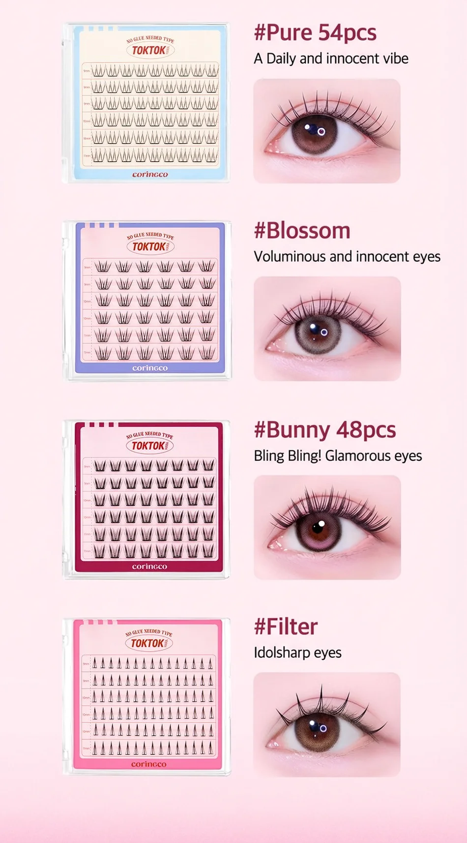 [11types] CORINGCO Toktokhara No Glue Eyelash detail 11