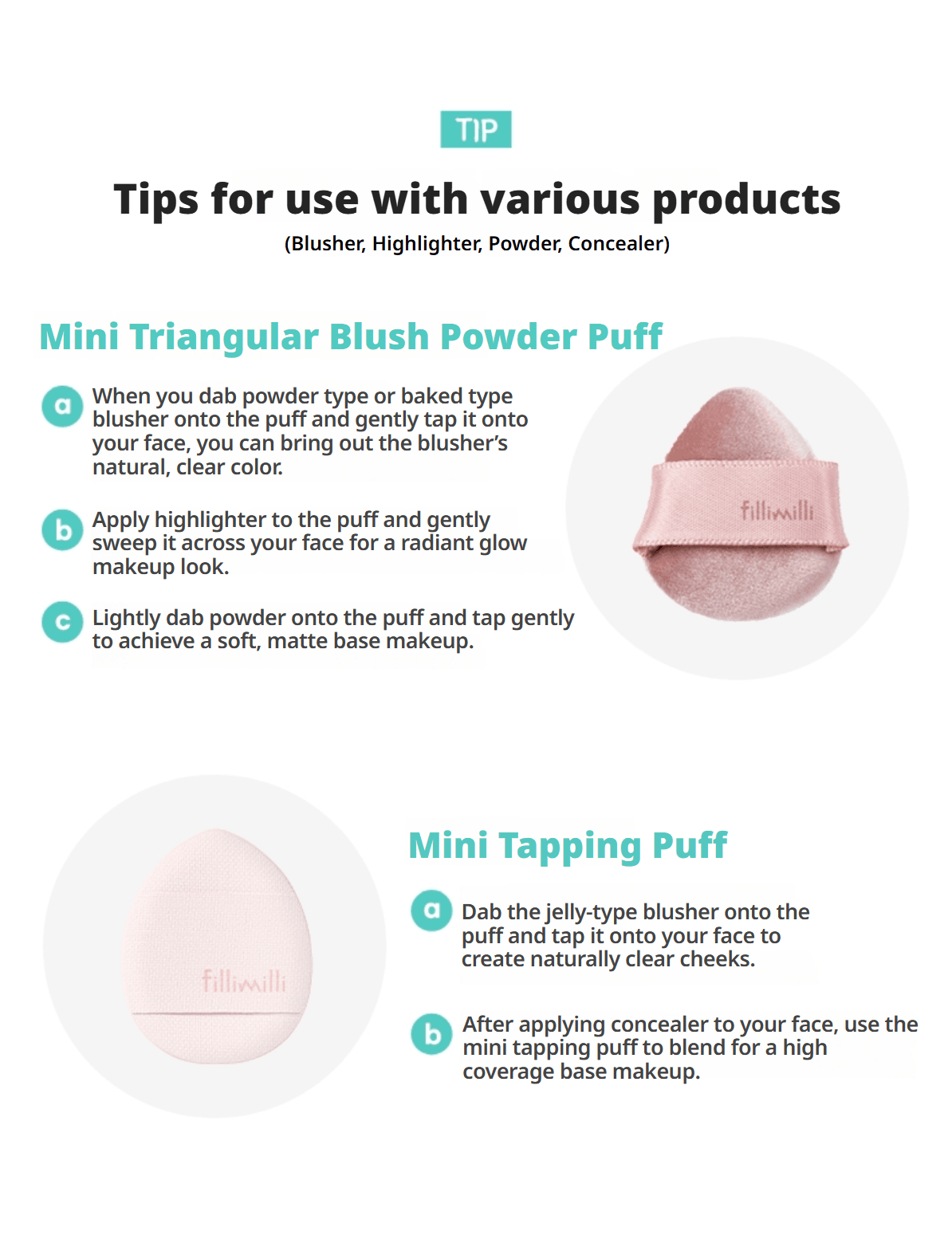 Fillimilli Mini Tapping & Blush Puff (4ea) detail 3