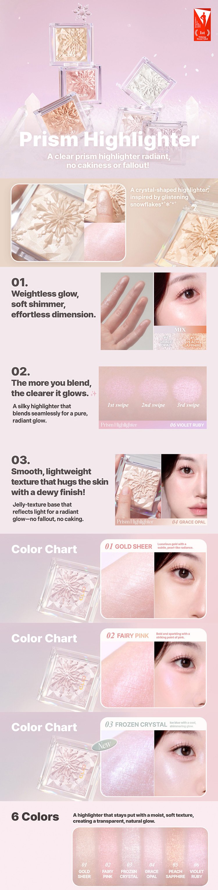 [6color] CLIO Prism Highlighter 0.28 oz.(8g) detail 1