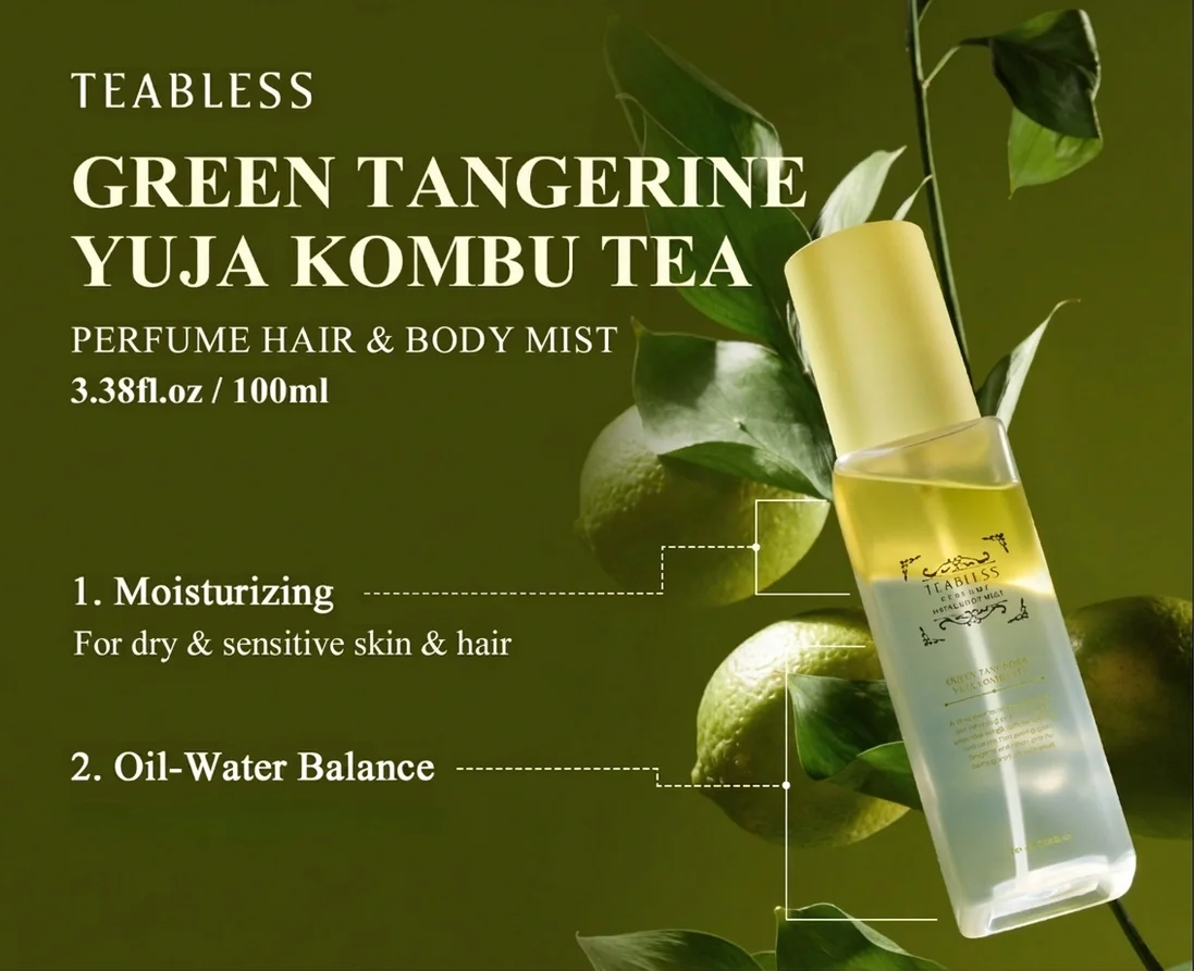 Teabless Green Tangerine Yuja Kombu Tea Perfume Hair&body Mist 3.38 fl. oz.(100ml) detail 2