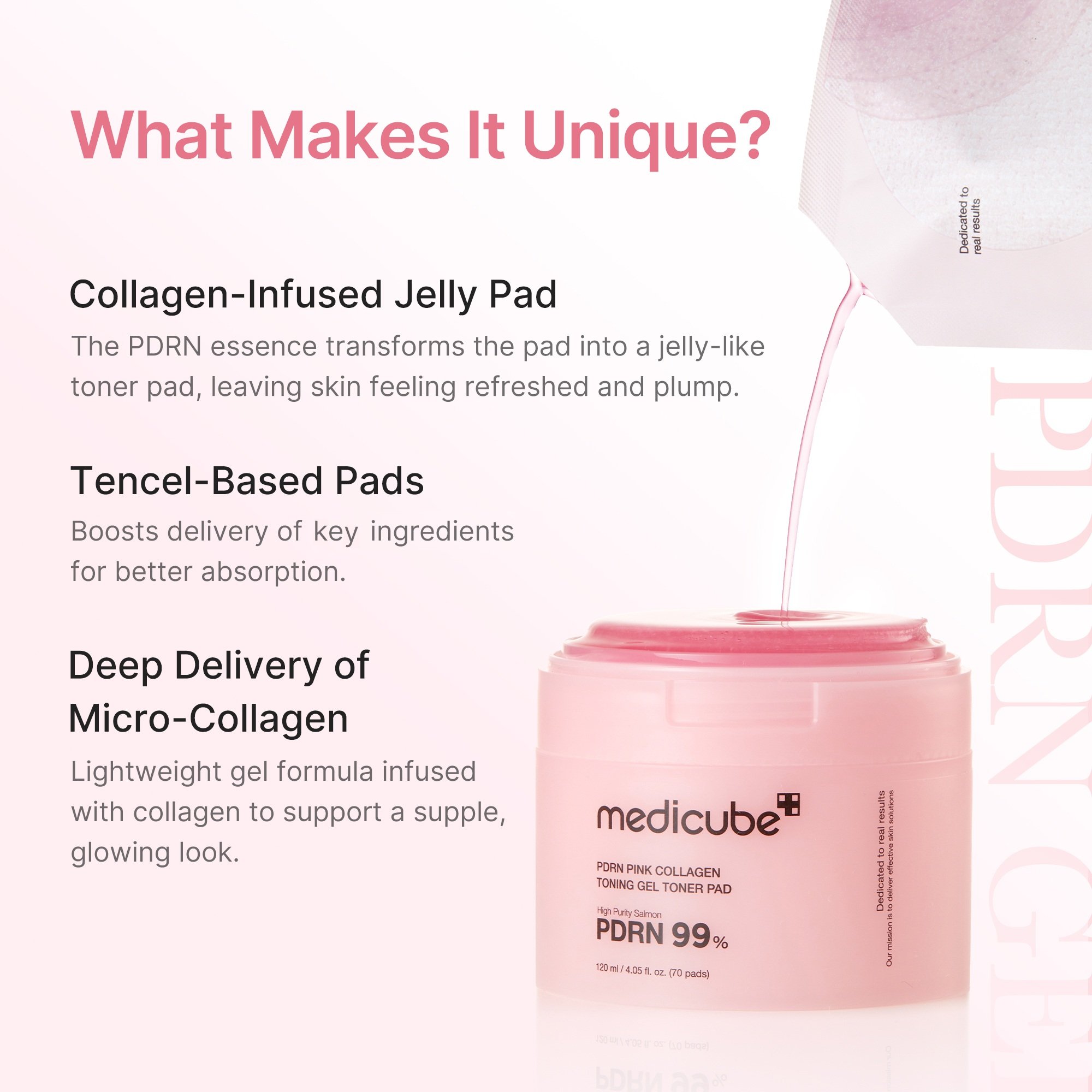 medicube PDRN Pink Collagen Toning Gel Toner Pad 4.05 fl. oz.(120ml) x 70ea detail 2