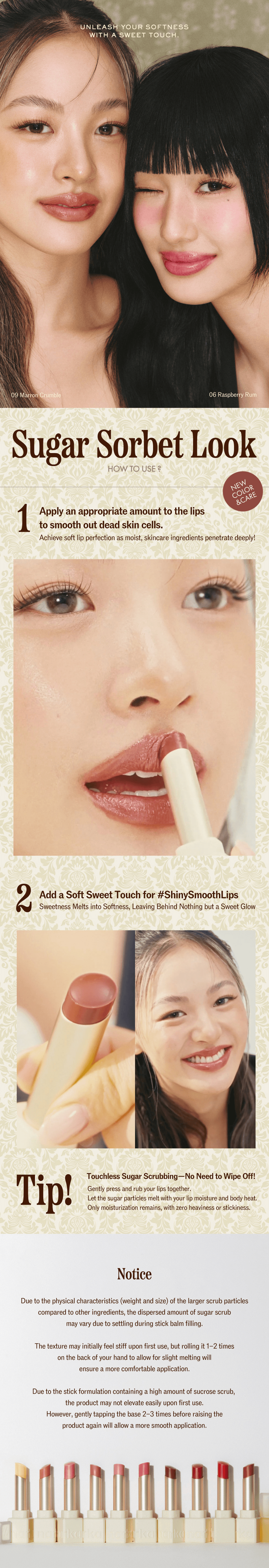 [4colors] narka Sugar Rubbing Lip Sorbet 0.15 oz.(4.5g) detail 8