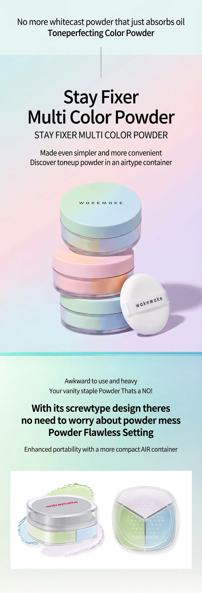 [3colors] WAKE MAKE Stay Fixer Multi Color Powder detail 2