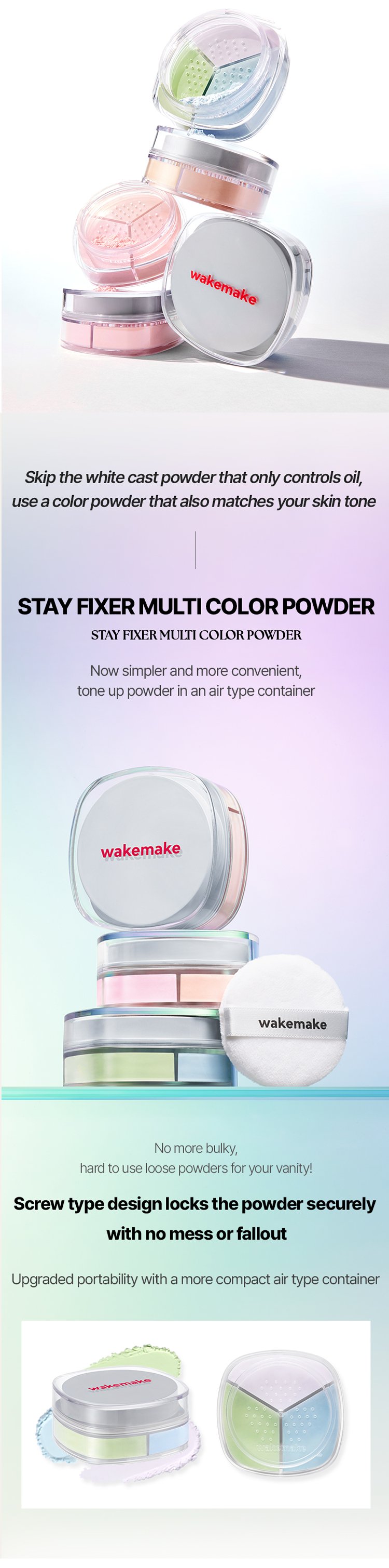 [3colors] WAKE MAKE Stay Fixer Multi Color Powder detail 2