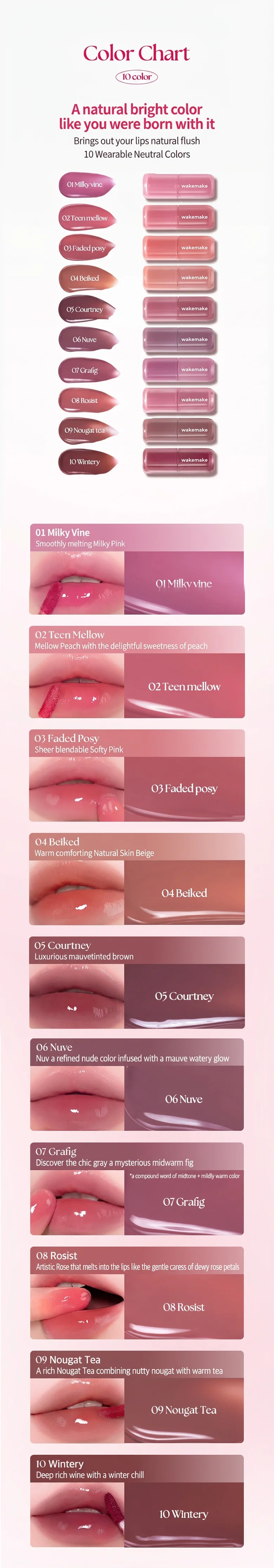 [13colors] WAKE MAKE Waterful Glow Tint 0.16 oz.(4.6g) detail 2