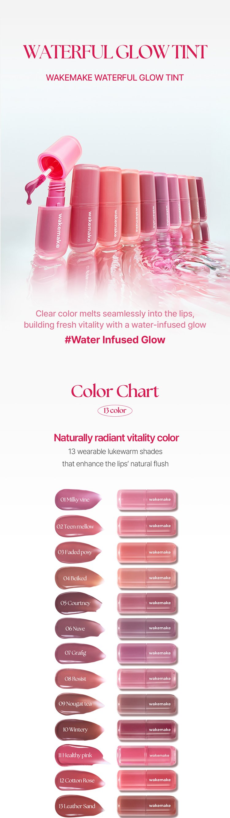 [13colors] WAKE MAKE Waterful Glow Tint 0.16 oz.(4.6g) detail 2