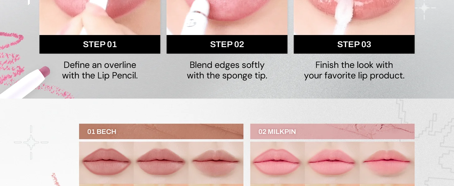 [3colors] Oiad Blur Fixing Lip Pencil 0.017 oz.(0.5g) detail 4