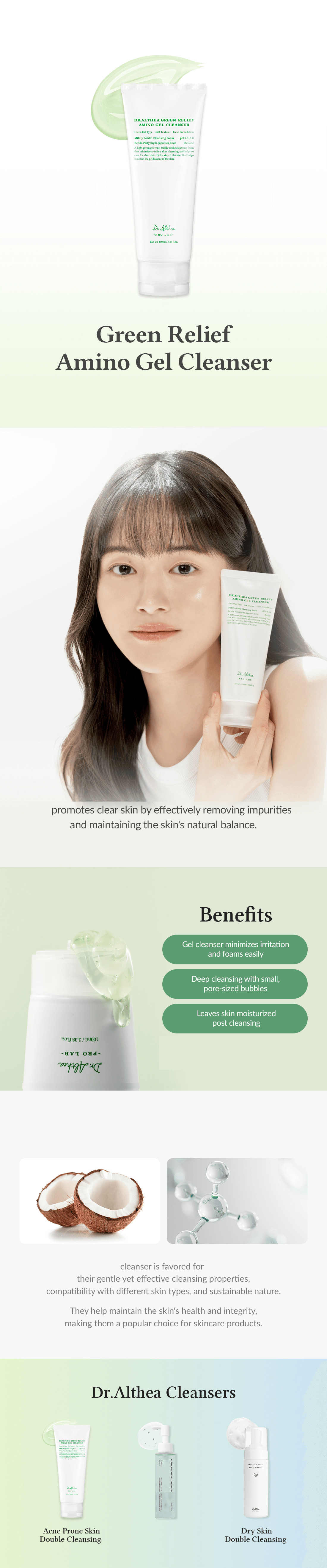 Dr.Althea Green Relief Amino Gel Cleanser 3.38 fl. oz.(100ml) detail 1