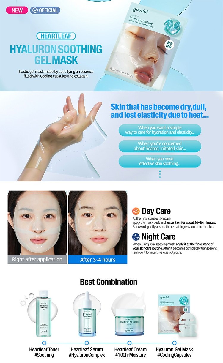 GOODAL Heartleaf Hyaluron Soothing Gel Mask 1ea 1.51 oz.(43g) detail 1