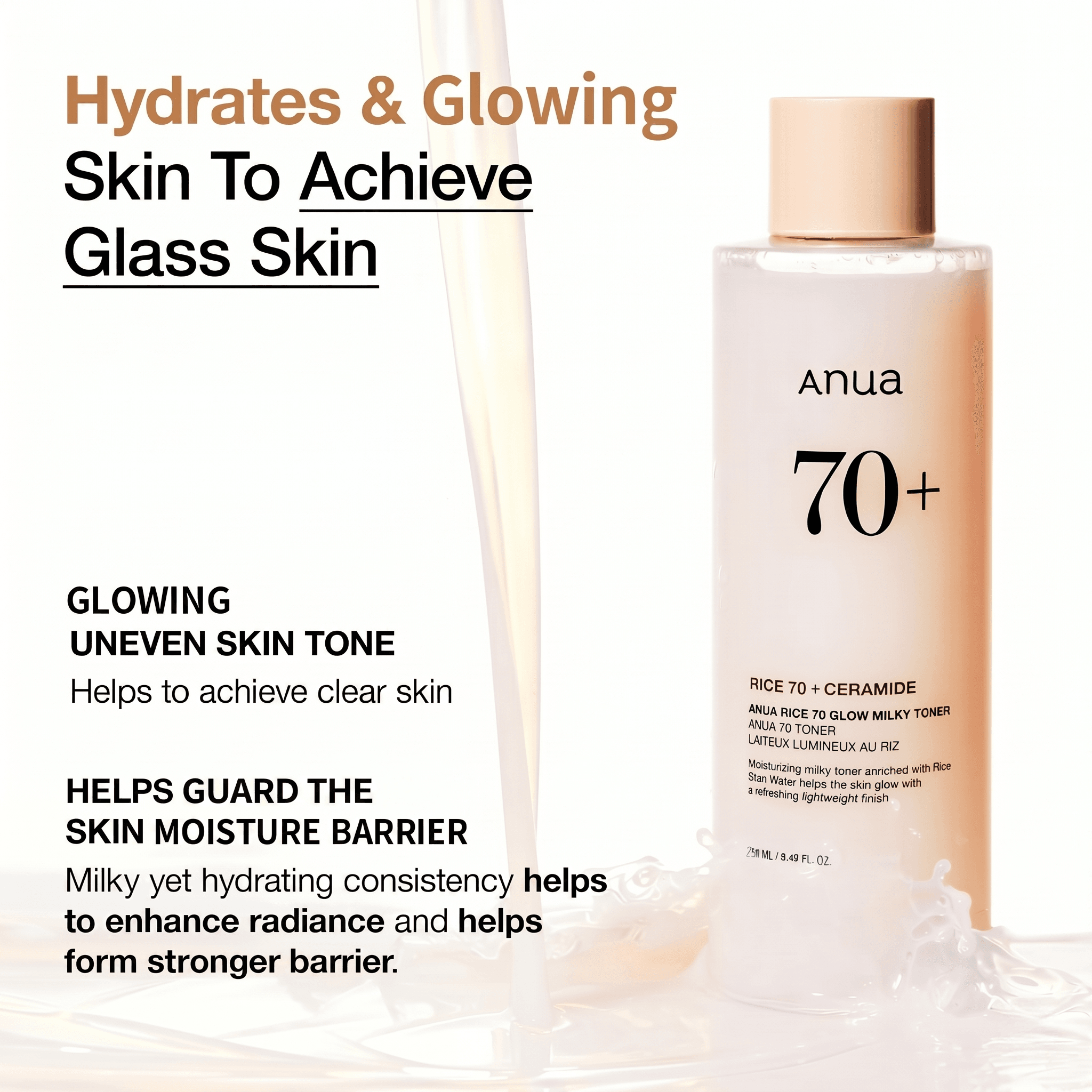Anua Rice 70 Glow Milky Toner 8.45 fl. oz.(250ml) detail 1
