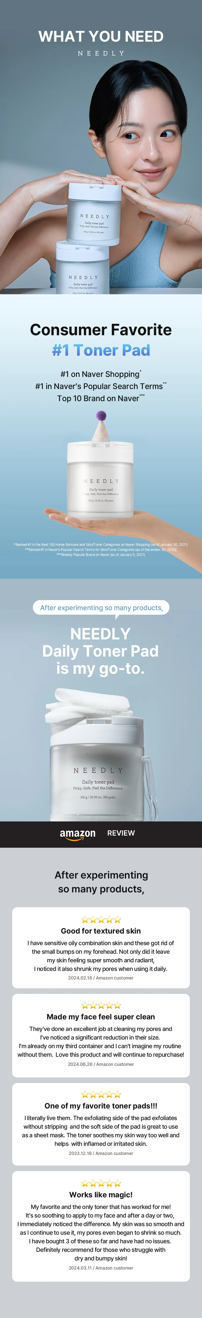 NEEDLY Daily Toner Pad 10.93 oz.(310g) 80ea + 20ea detail 1