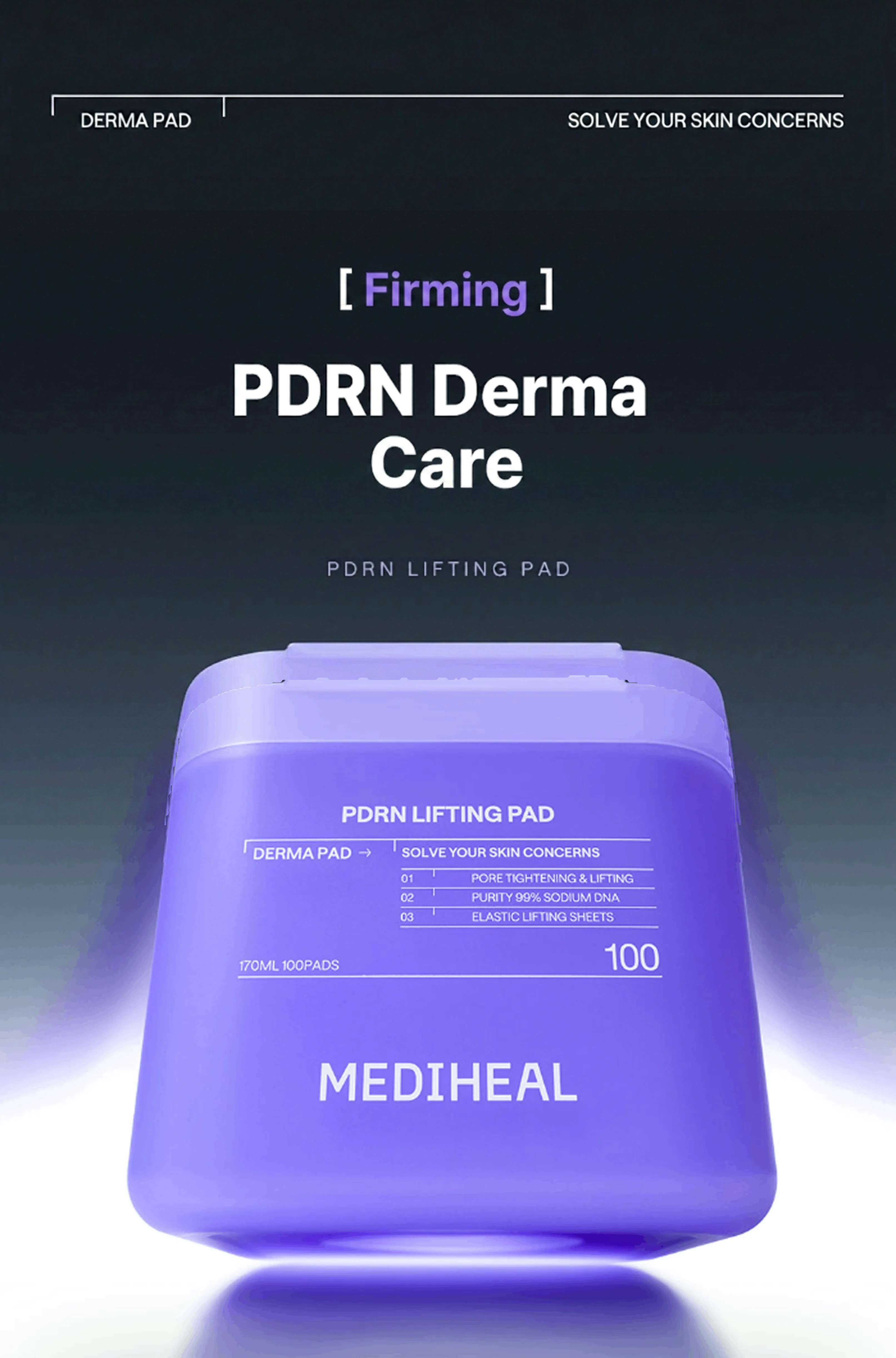 MEDIHEAL PDRN Lifting Pad 100+100 pads 5.74 fl. oz.(170ml) x 2ea detail 2