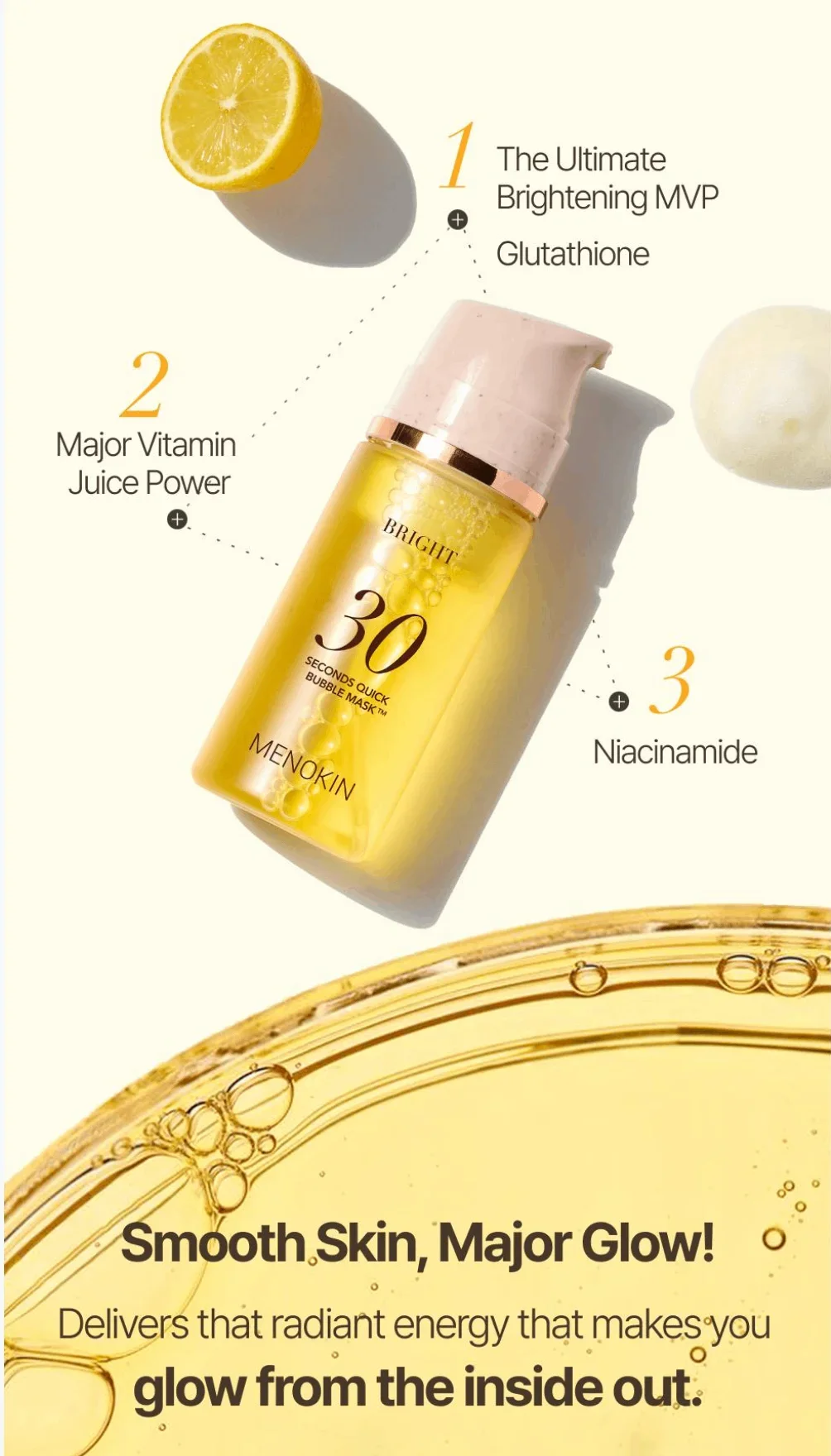 Menokin 30s Quick Bubble Mask Bright 3.21 fl. oz.(95ml) detail 2