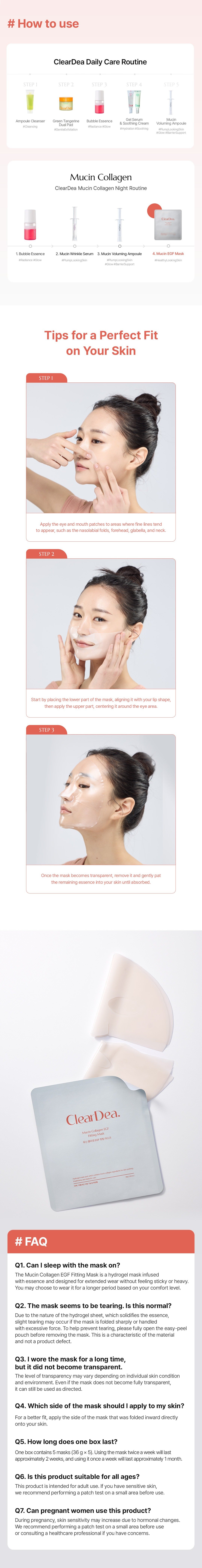 ClearDea Mucin Collagen Egf Fitting Mask 1.26 oz.(36g) x 5sheets detail 4