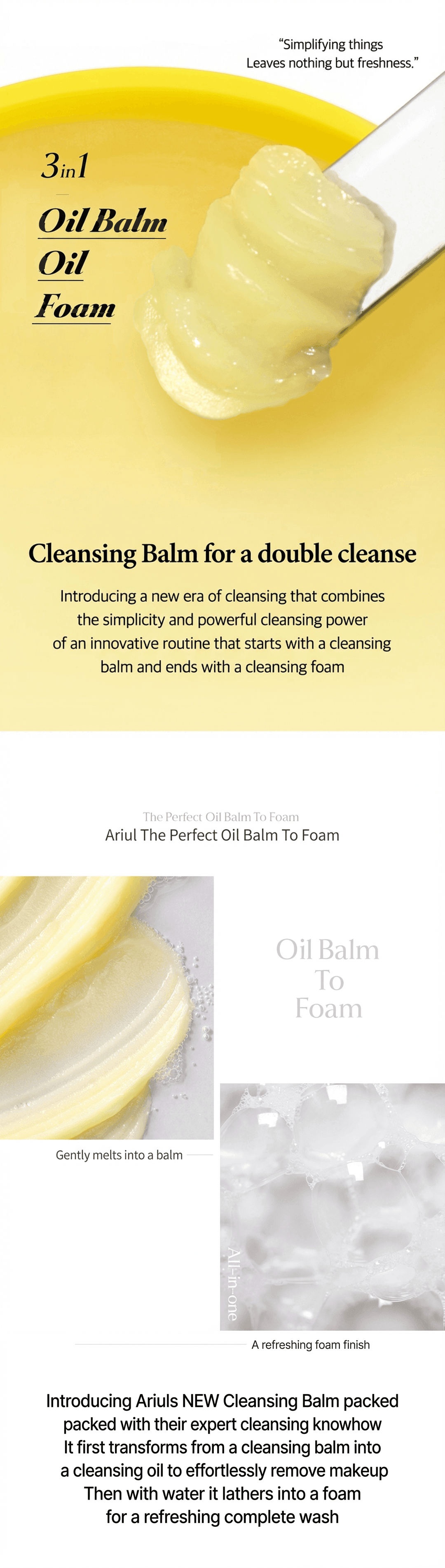 Ariul The Perfect Oil Balm To Foam 3.52 oz.(100g) detail 1