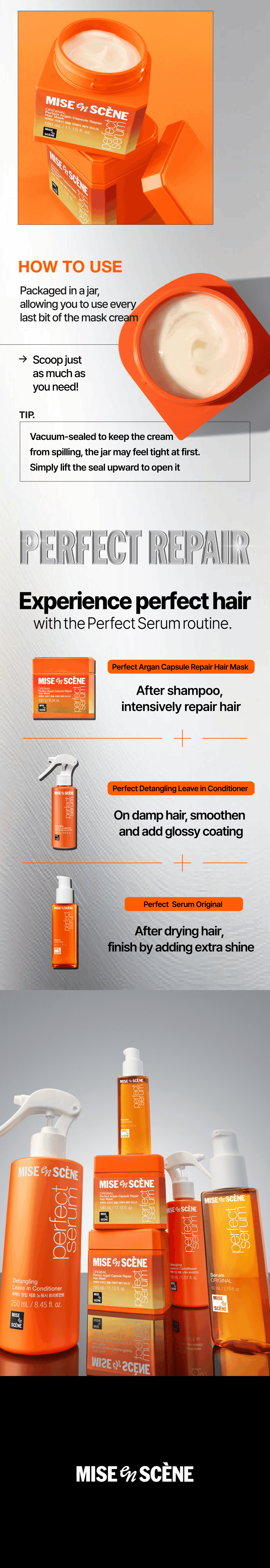 Mise-en-scène Perfect Argan Capsule Repair Hairmask 6.34 oz.(180g) detail 4
