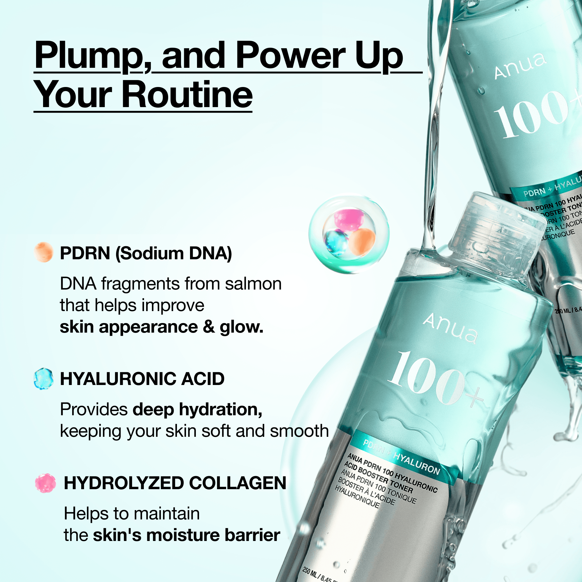 Anua PDRN 100 Hyaluronic Acid Booster Toner 8.45 fl. oz.(250ml) detail 1