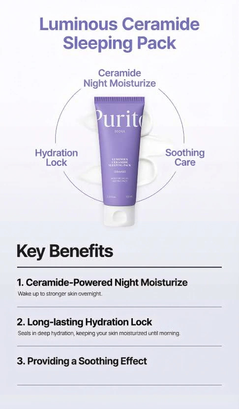 PURITO SEOUL Luminous Ceramide Sleeping Pack 3.38 fl. oz.(100ml