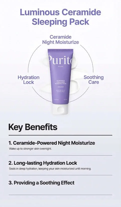 PURITO SEOUL Luminous Ceramide Sleeping Pack 3.38 fl. oz.(100ml) detail 2