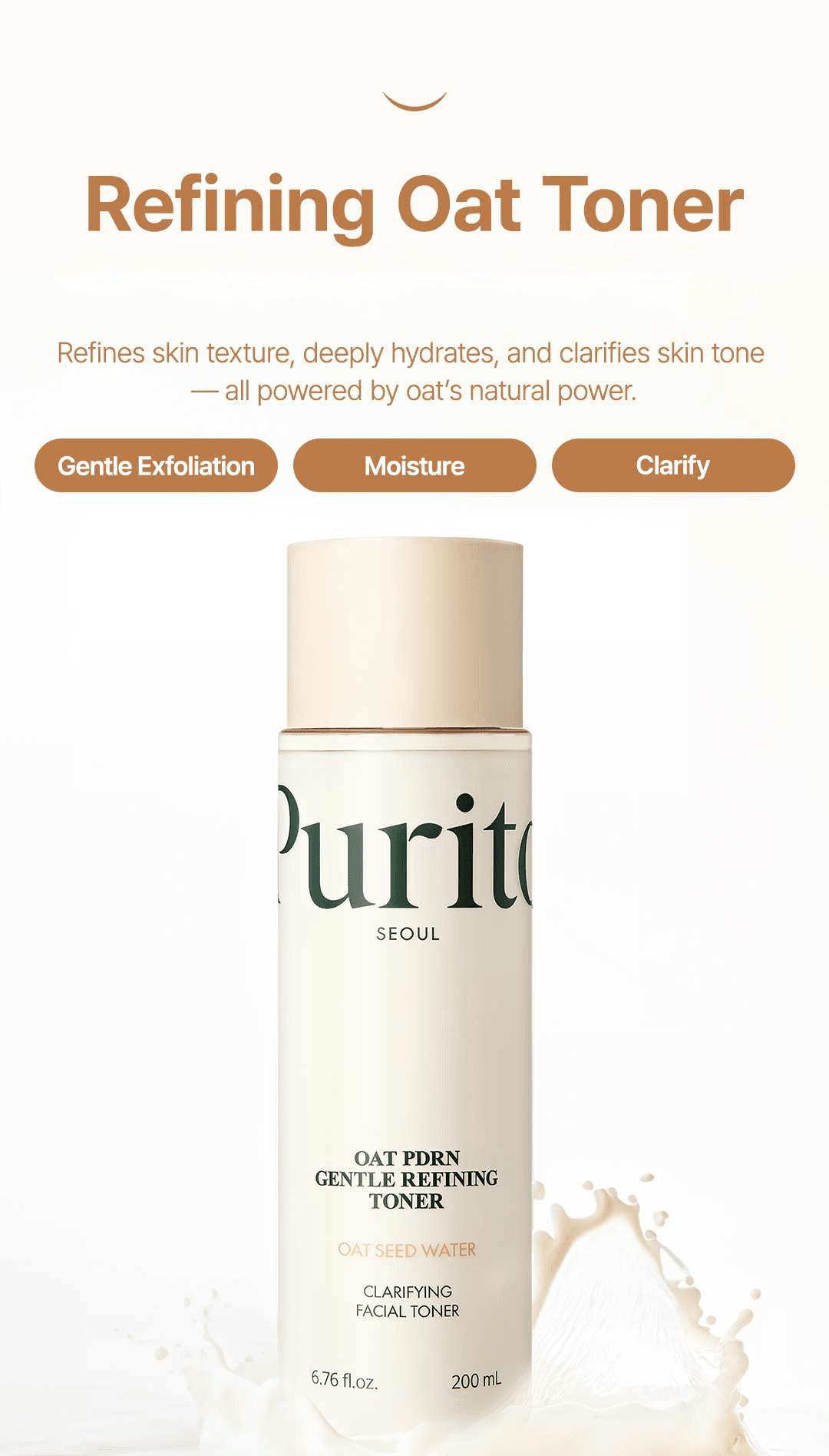 PURITO SEOUL Oat PDRN Gentle Refining Toner 6.76 fl. oz.(200ml) detail 1