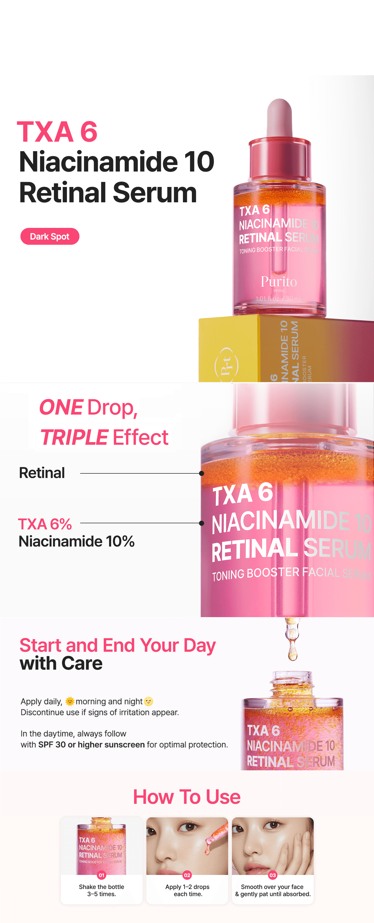 PURITO SEOUL Txa 6 Niacinamide 10 Retinal Serum 1.01 fl. oz.(30ml) detail 1