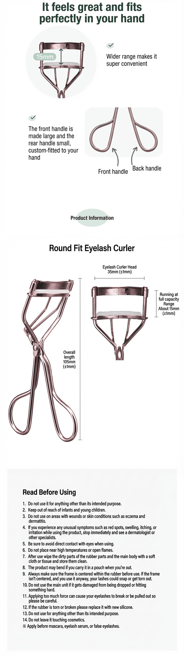 Fillimilli Round Fit Eyelash Curler 20r (1ea) detail 4