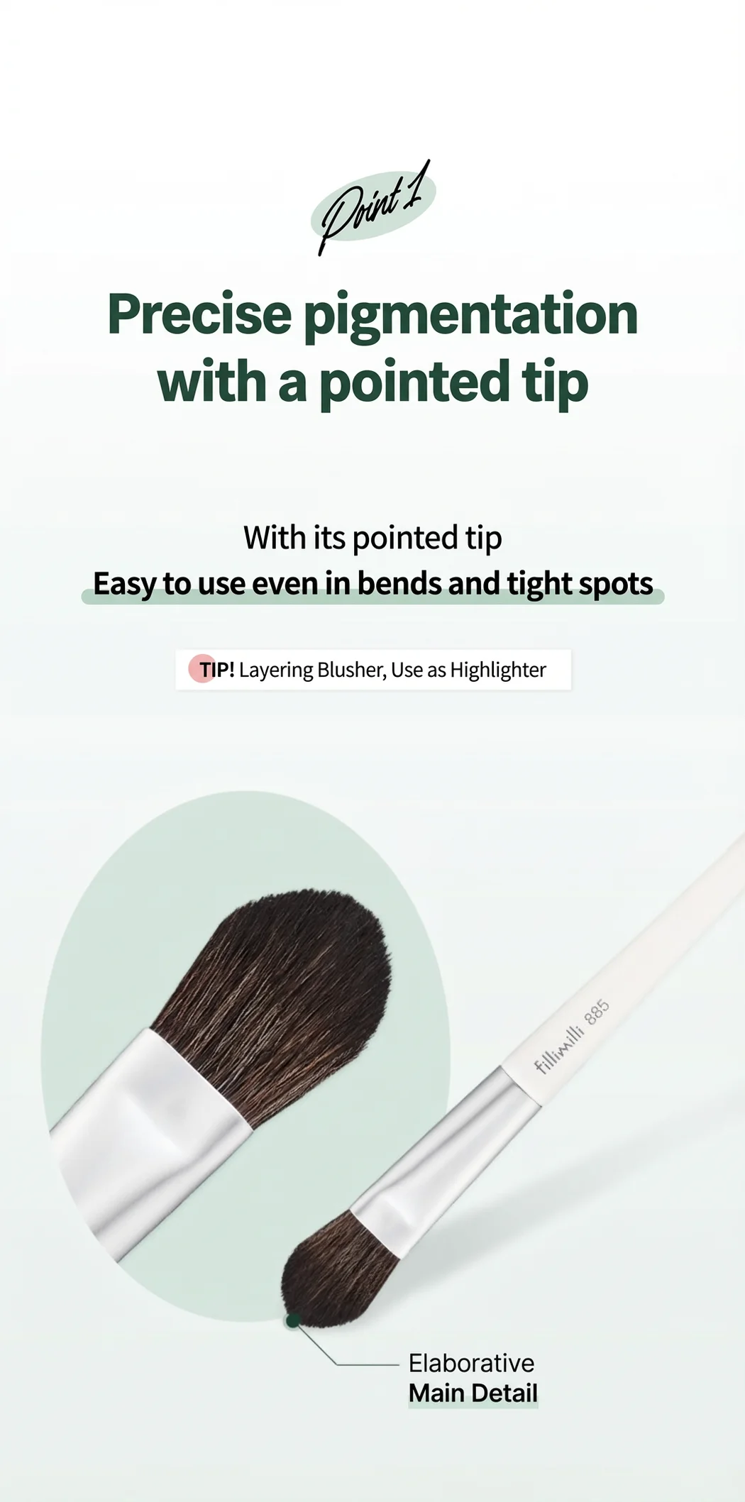 Fillimilli Point Blusher Brush 885 (1ea) detail 2