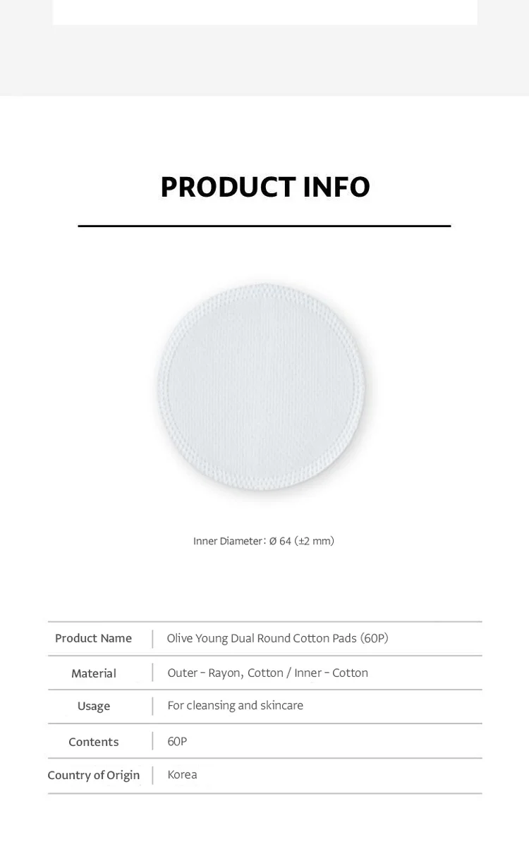 OLIVEYOUNG Dual Round Cotton pads (60ea) detail 3