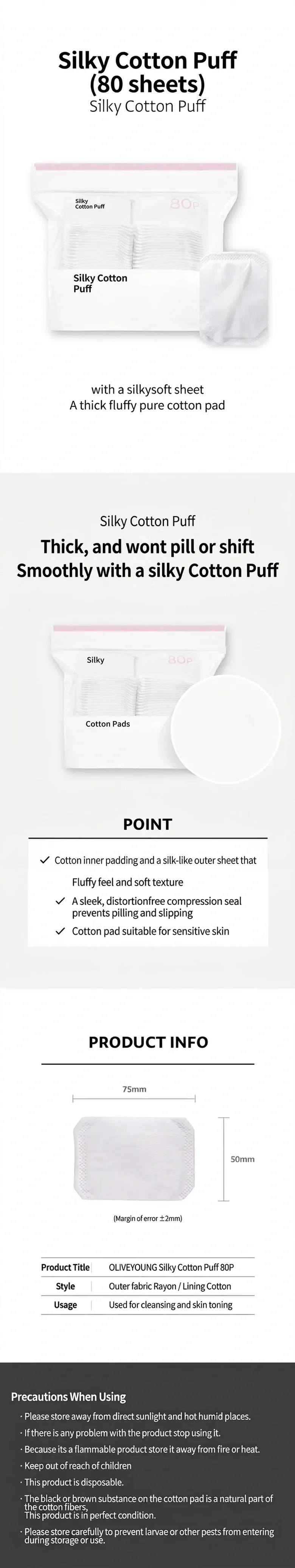 OLIVEYOUNG Silky Cotton Puff (80ea) detail 1