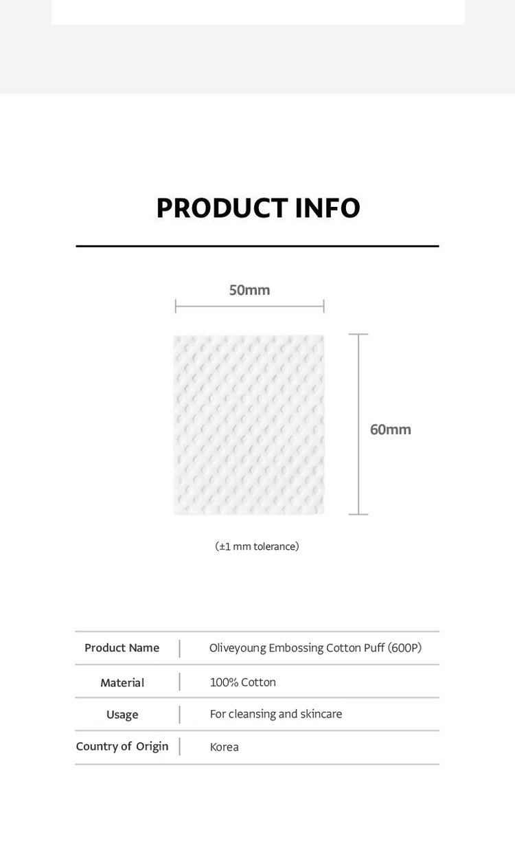 OLIVEYOUNG Embossing Cotton Puff (600ea) detail 3
