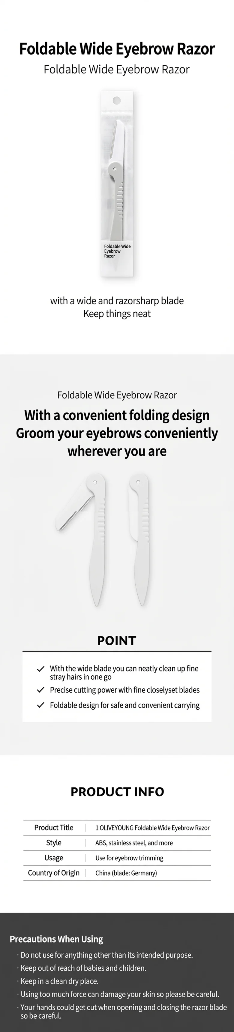 OLIVEYOUNG Foldable Wide Eyebrow Razor detail 1