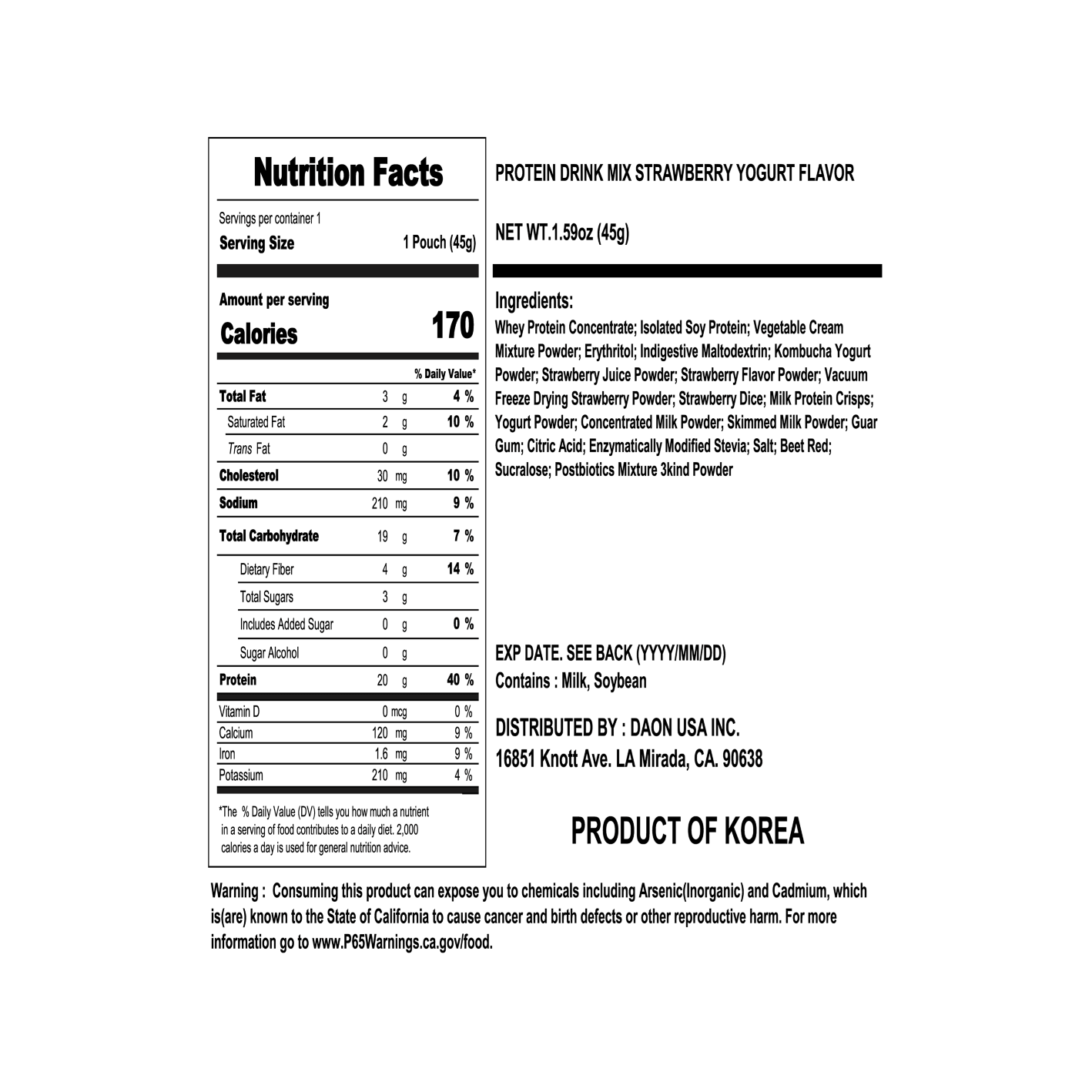 Teazen Yo Meal Strawberry Yogurt Protein Powder 1.59 oz.(45g) detail 2
