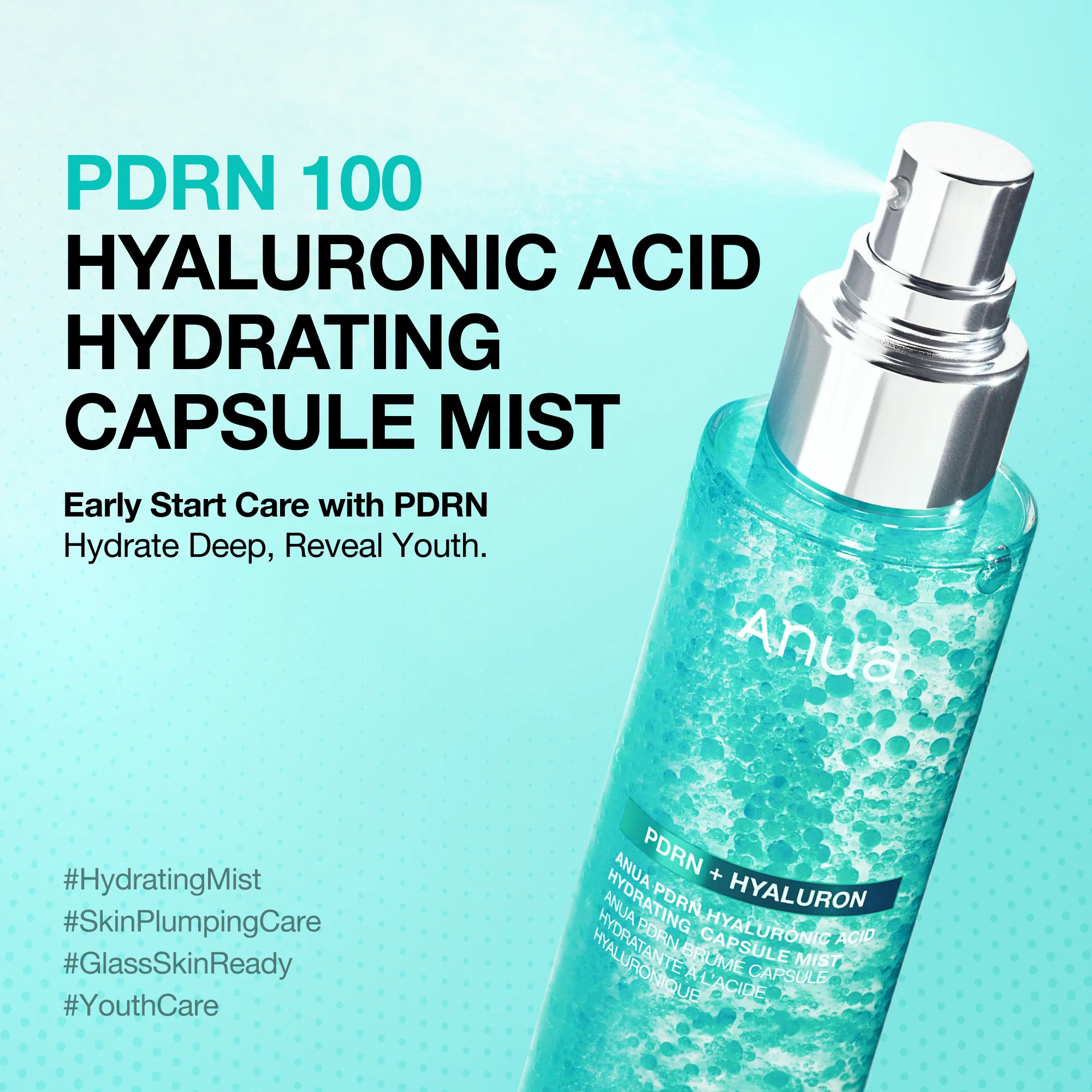 Anua PDRN Hyaluronic Acid Hydrating Capsule Mist 3.38 fl. oz.(100ml) detail 1