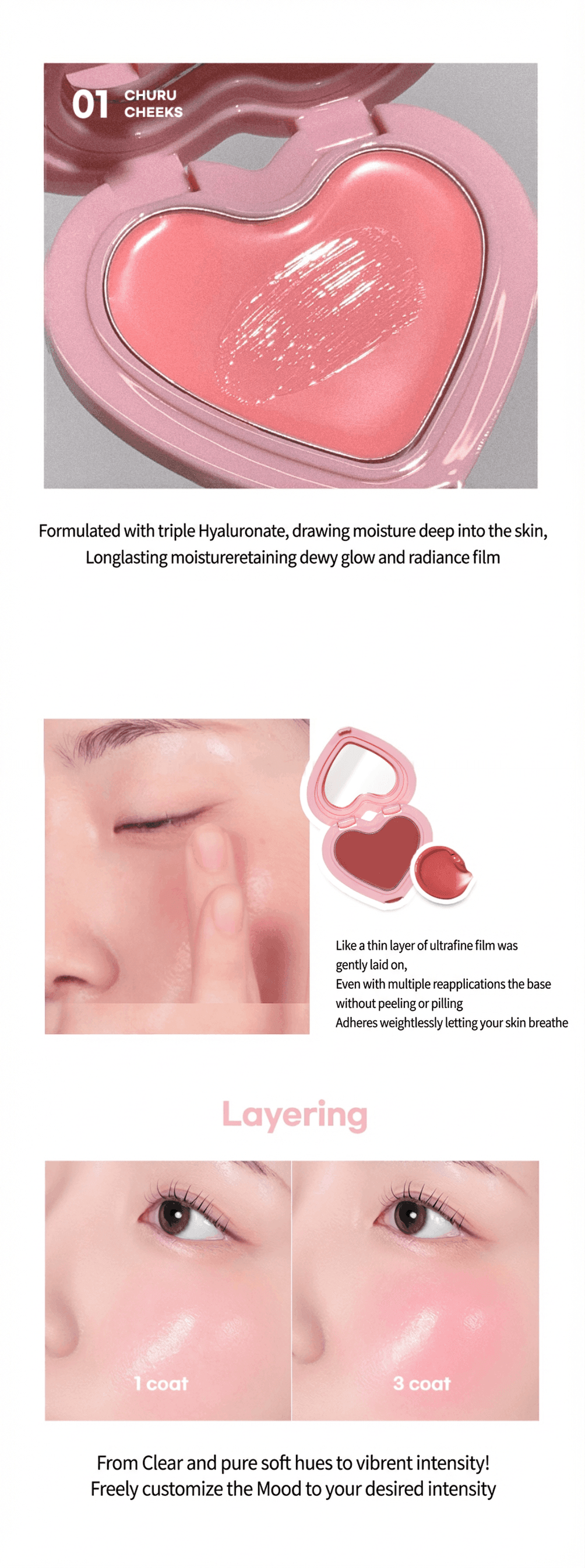 [3colors] AOU Glowy Cream Blush 0.08 oz.(2.3g) detail 2