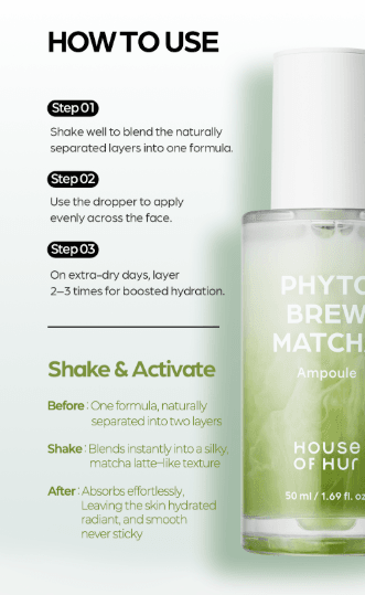House of Hur Phyto Brew Matcha Ampoule 1.69 fl. oz.(50ml) detail 4