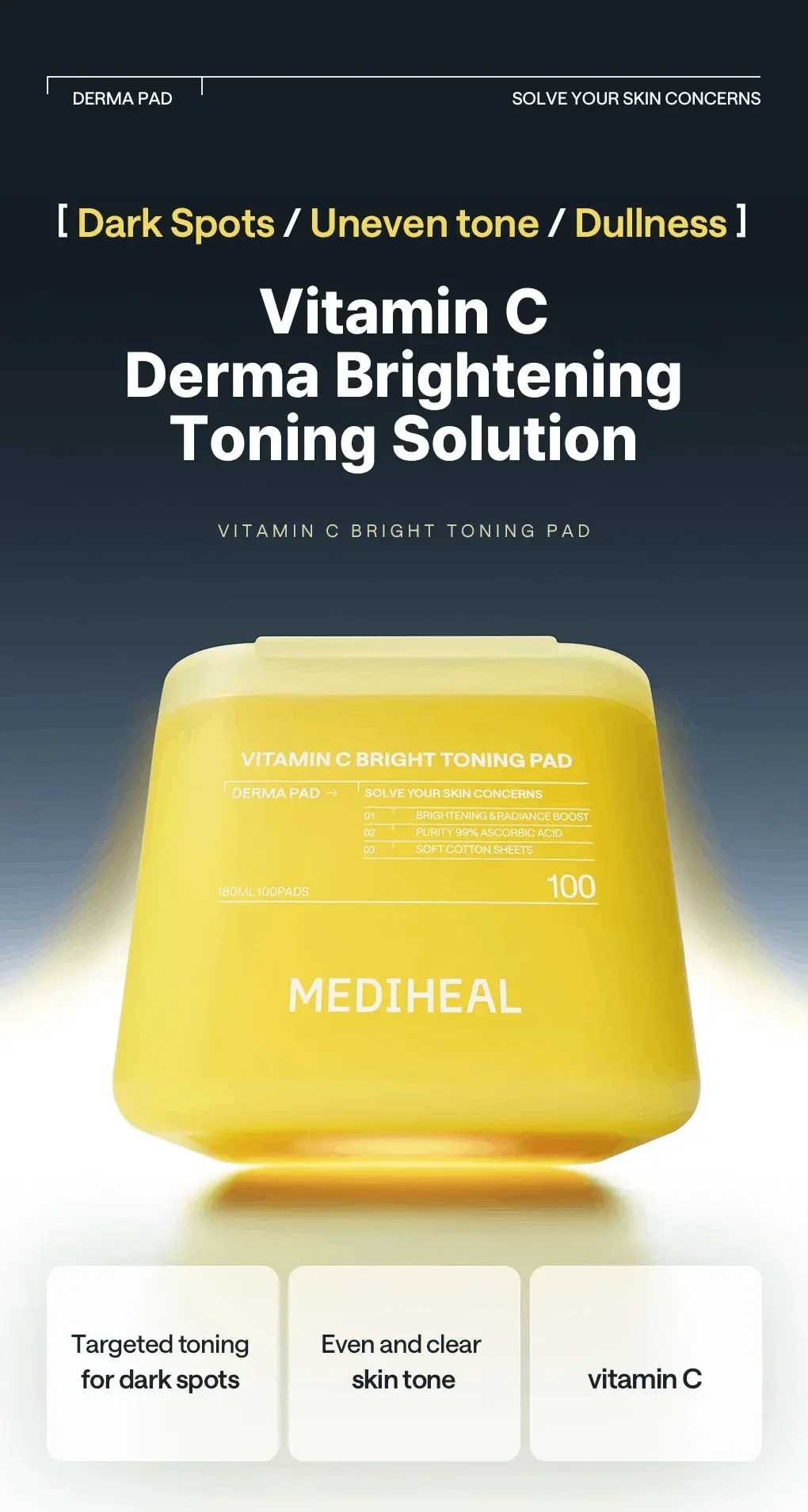 MEDIHEAL Vitamin C Bright Toning Pad x 100ea 6.08 fl. oz.(180ml) detail 2