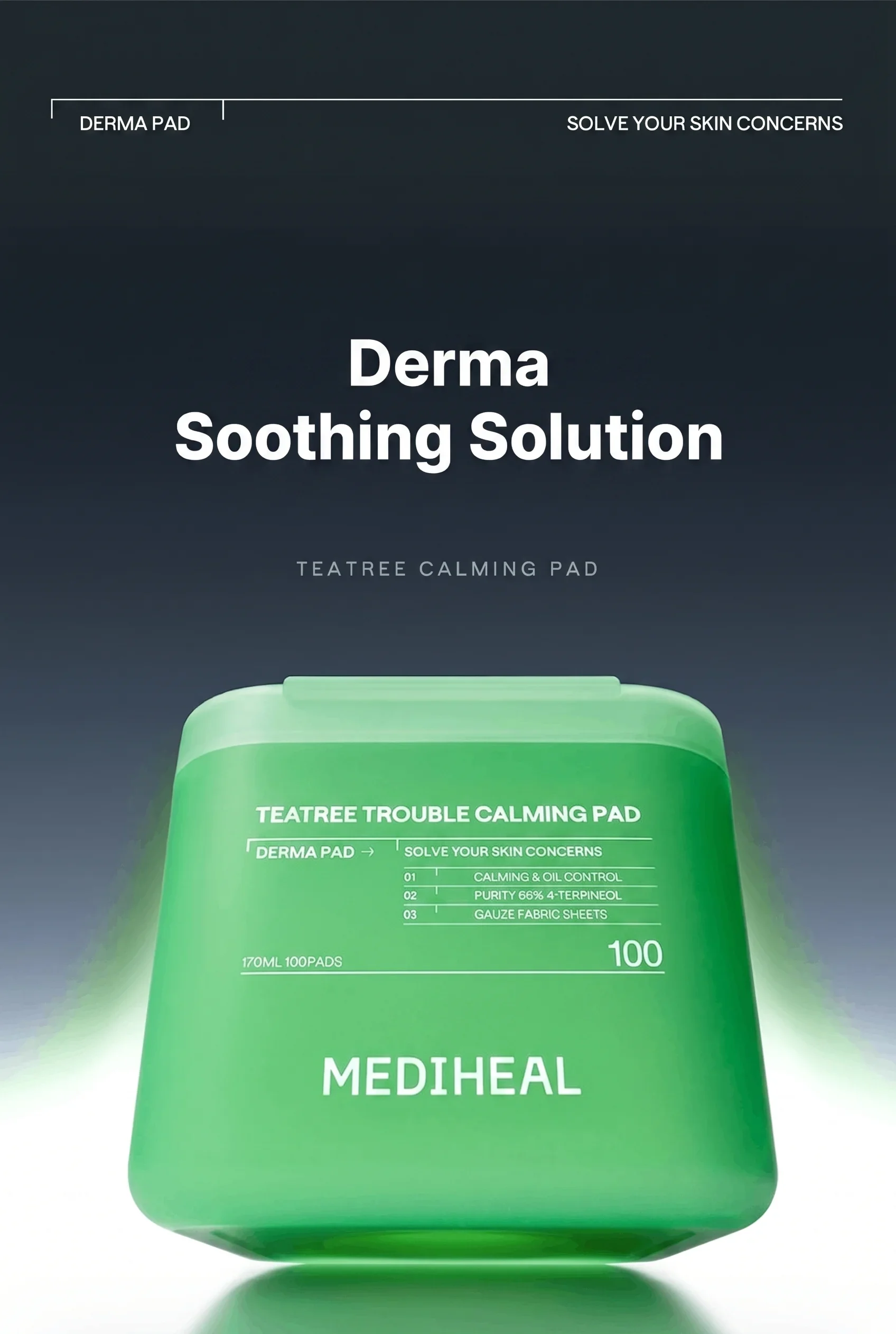 MEDIHEAL Teatree Trouble Calming Pad x 100ea 5.74 fl. oz.(170ml) detail 2
