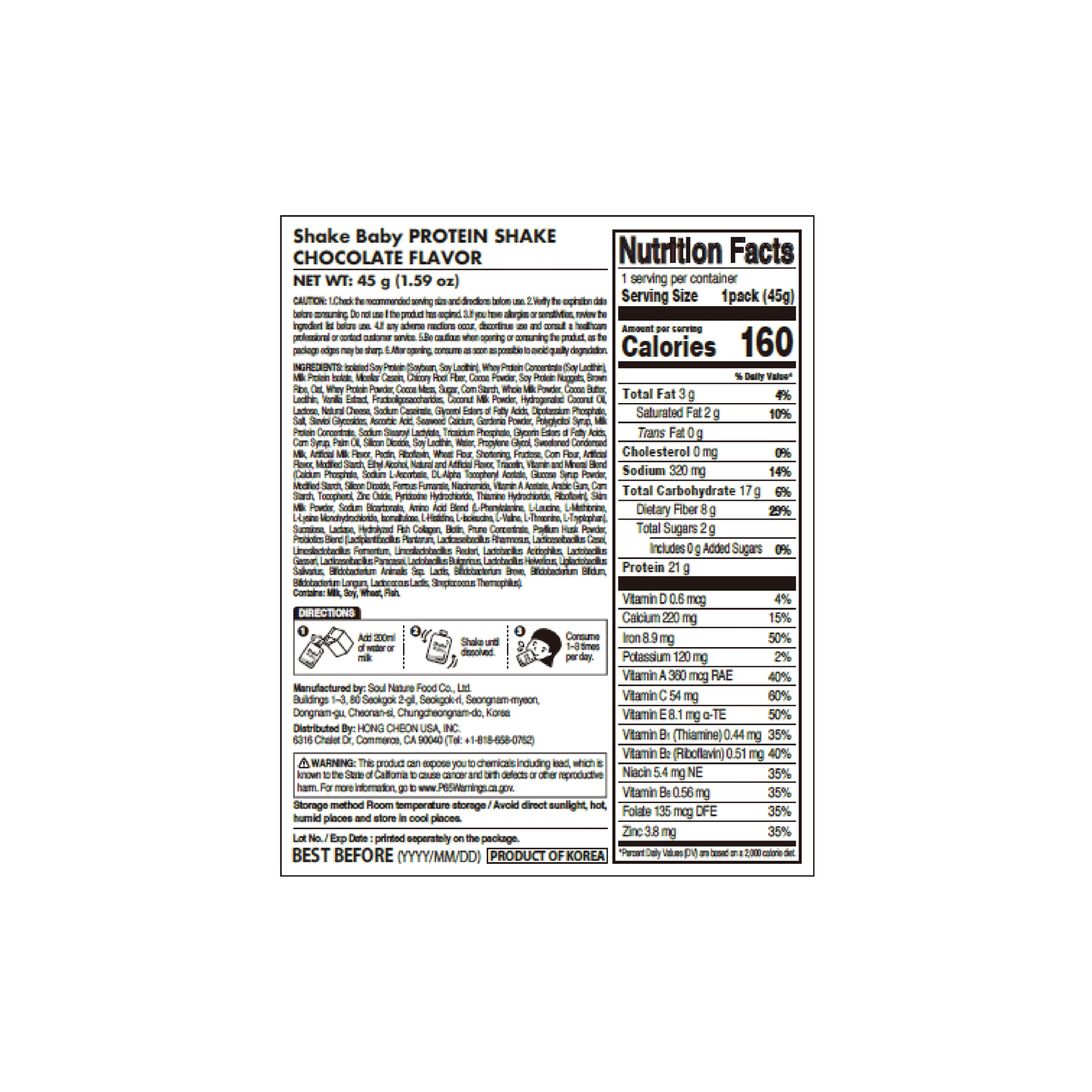 [3flavors] Shakebaby Protein Shake Flavor 1.59 oz.(45g) detail 4